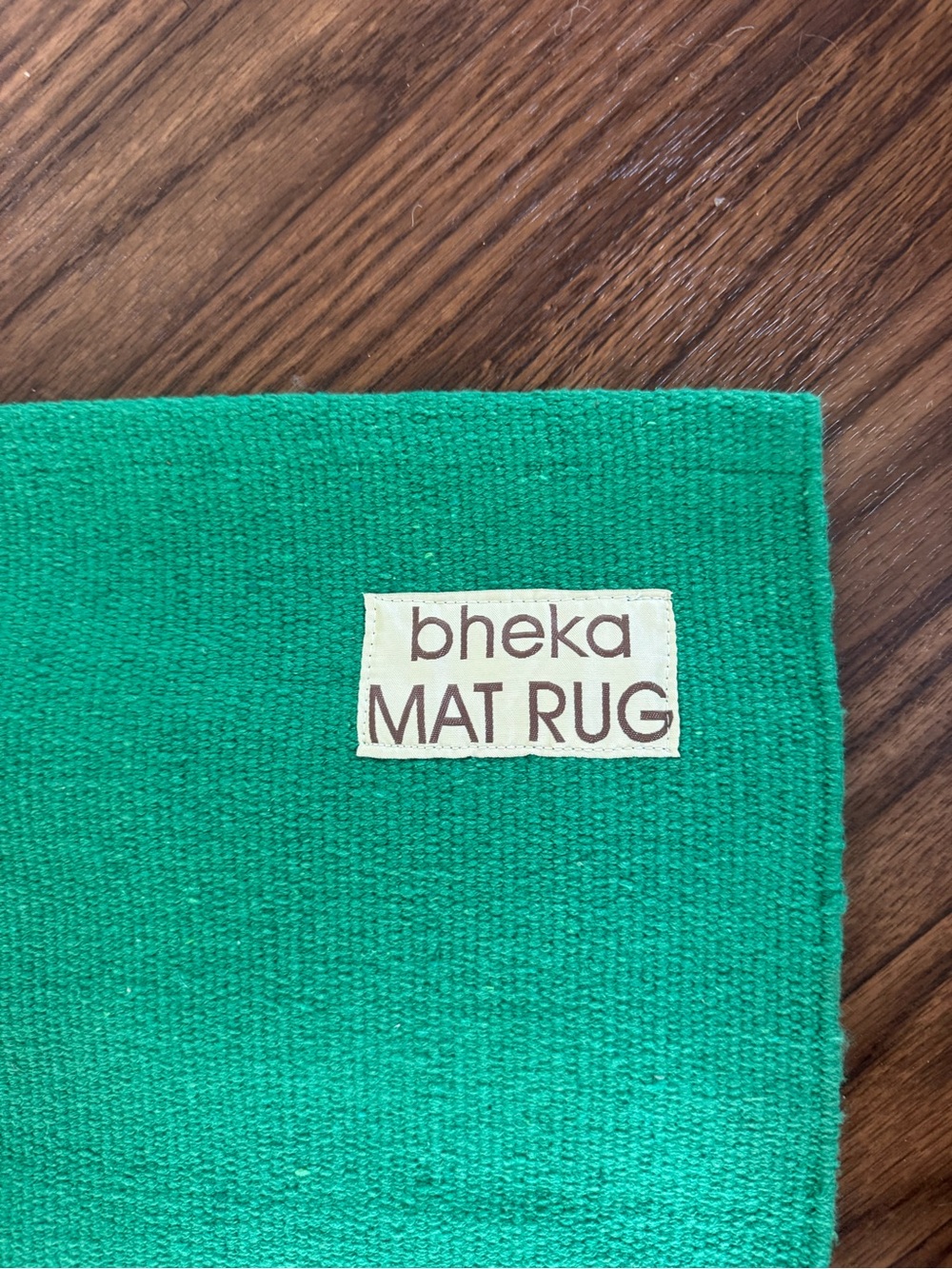 Bheka Cotton Mysore Towel Mat Rug - Emerald Green Woven Mat